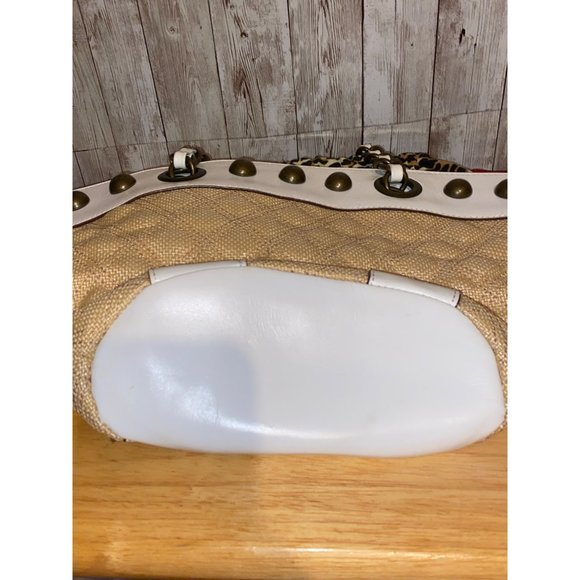 Vintage Betsey Johnson Leather Shoulder Bag Brass Handles Leopard Cheetah - Picture 15 of 15